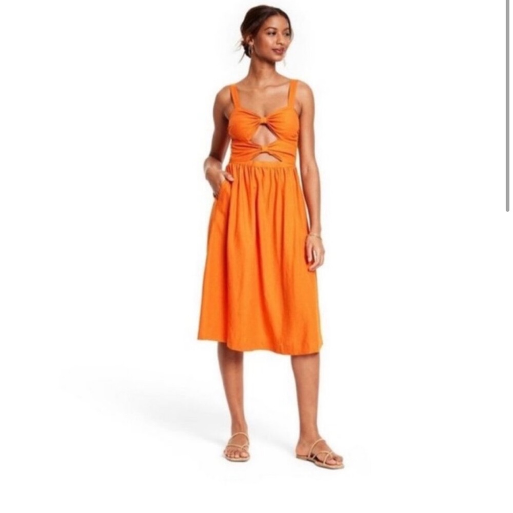 NWT Fe Noel x Target - Double Cut Out Orange Midi Dress